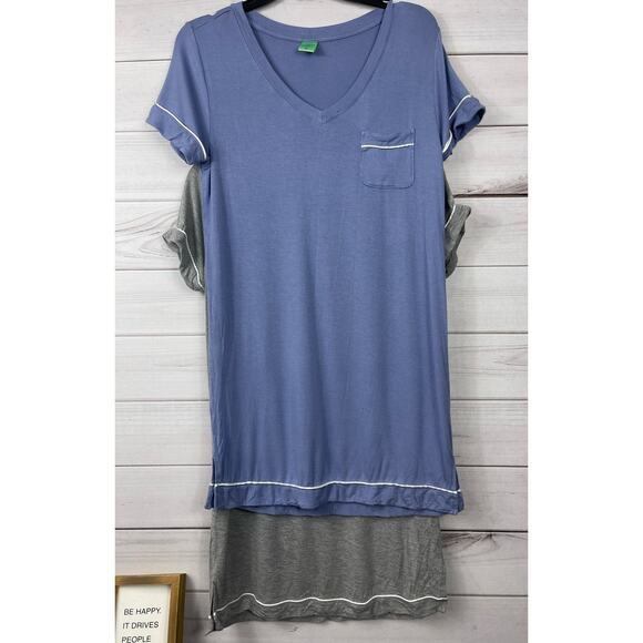 Lot of 2 Honeydew Sleepwear Night Gown V Neck Blue Gray Size Small - Picture 1 of 5